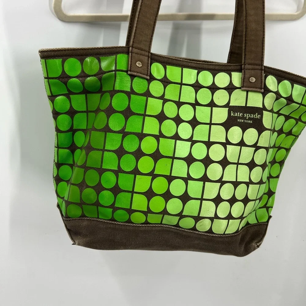 Kate, spade canvas, hombre tote in green